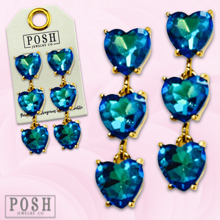 Triple heart rhinestone earring - LC - Boutique Bella BellaEarrings