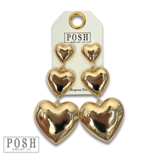 Triple shiny heart earring - Boutique Bella BellaEarrings