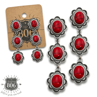 Triple stone scalloped concho earring - LC - Boutique Bella BellaEarrings