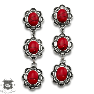 Triple stone scalloped concho earring - LC - Boutique Bella BellaEarrings