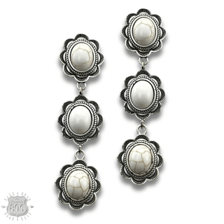 Triple stone scalloped concho earring - LC - Boutique Bella BellaEarrings