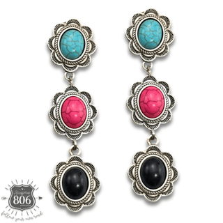 Triple stone scalloped concho earring - LC - Boutique Bella BellaEarrings