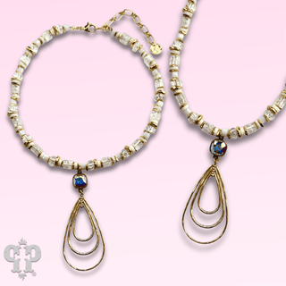Triple teardrop pendant necklace with Austrian crystal - Boutique Bella BellaNecklaces