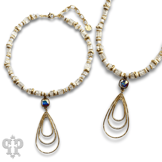 Triple teardrop pendant necklace with Austrian crystal - Boutique Bella BellaNecklaces