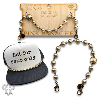 Trucker hat pearl bead chain with Austrian crystal - Boutique Bella BellaTrucker Hat Chain