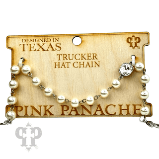 Trucker hat pearl bead chain with Austrian crystal - Boutique Bella BellaTrucker Hat Chain