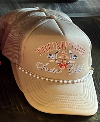 TRUMP Girl Social Khaki w/Pearl Band - Boutique Bella BellaBaseball Cap