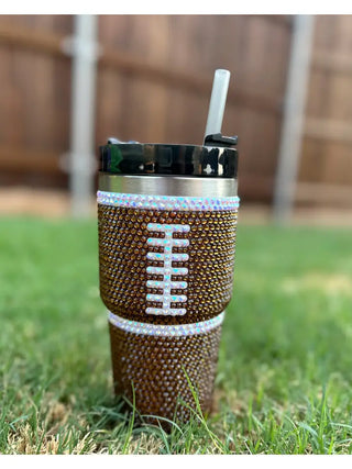 Crystal Blinged Out Football Tumbler