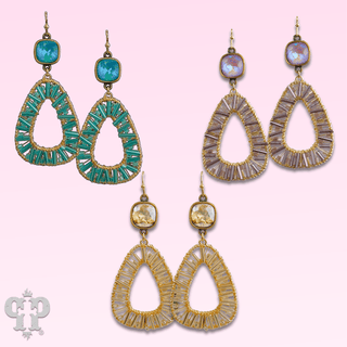 Tube bead wrapped earring with Austrian crystal - Boutique Bella BellaEarrings