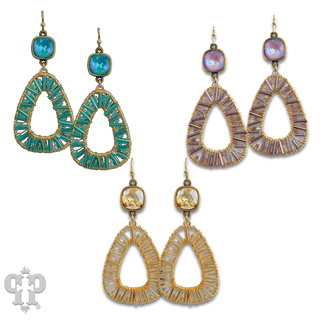 Tube bead wrapped earring with Austrian crystal - Boutique Bella BellaEarrings