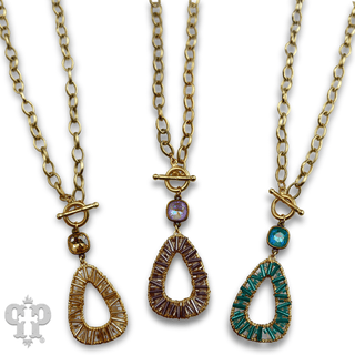 Tube bead wrapped pendant necklace with Austrian crystal - Boutique Bella BellaNecklaces