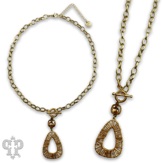Tube bead wrapped pendant necklace with Austrian crystal - Boutique Bella BellaNecklaces