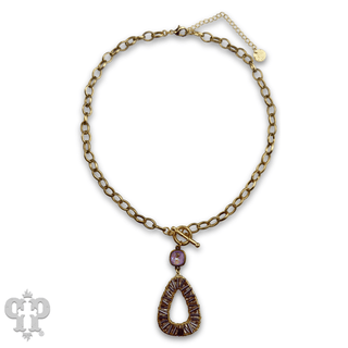 Tube bead wrapped pendant necklace with Austrian crystal - Boutique Bella BellaNecklaces