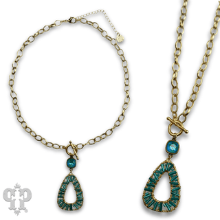 Tube bead wrapped pendant necklace with Austrian crystal - Boutique Bella BellaNecklaces