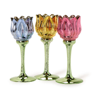 Tulip Stemmed Tealight Candleholder with Mercury Glass Finish - Boutique Bella BellaCandle Holder
