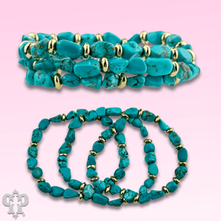 Turquoise and 18k gold dipped bracelet set - Boutique Bella BellaBracelets