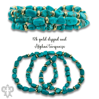 Turquoise and 18k gold dipped bracelet set - Boutique Bella BellaBracelets