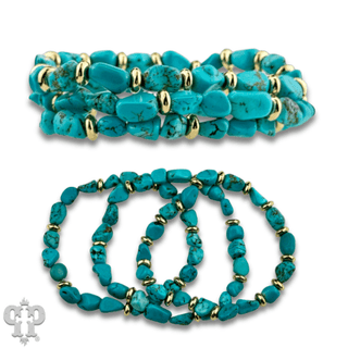 Turquoise and 18k gold dipped bracelet set - Boutique Bella BellaBracelets