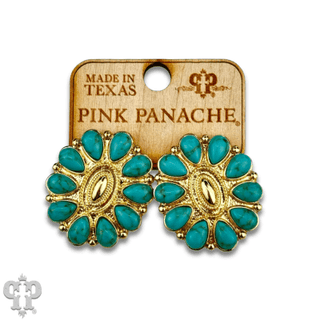 Turquoise and 18k gold dipped concho earring - Boutique Bella BellaEarrings