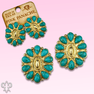 Turquoise and 18k gold dipped concho earring - Boutique Bella BellaEarrings