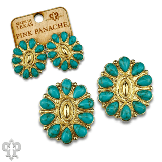 Turquoise and 18k gold dipped concho earring - Boutique Bella BellaEarrings