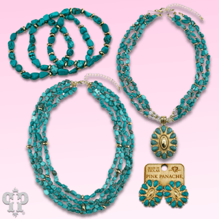 Turquoise and 18k gold dipped concho pendant necklace - Boutique Bella BellaNecklaces