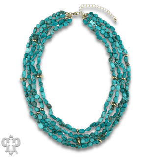 Turquoise and 18k gold dipped multi-strand necklace - Boutique Bella BellaNecklaces