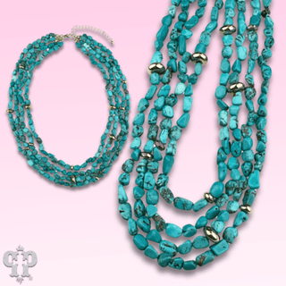 Turquoise and 18k gold dipped multi-strand necklace - Boutique Bella BellaNecklaces