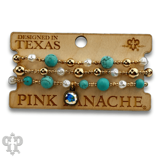 Turquoise and gold bracelet with Austrian crystal - Boutique Bella BellaBracelets