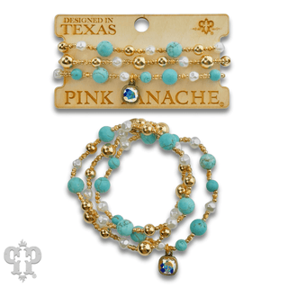Turquoise and gold bracelet with Austrian crystal - Boutique Bella BellaBracelets