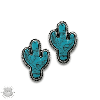 Turquoise and silver cactus earring set - Boutique Bella BellaJewelry Set