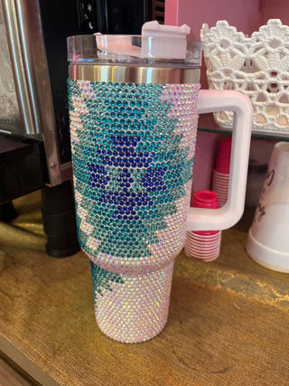 Turquoise Aztec Rhinestone 40oz Tumbler - Boutique Bella BellaTumbler