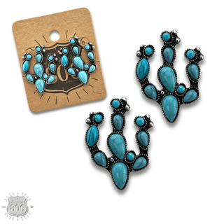 Turquoise color stone cactus earring - Boutique Bella BellaEarrings