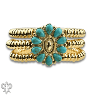 Turquoise concho charm and 18k gold dipped bead bracelet - Boutique Bella BellaBracelets