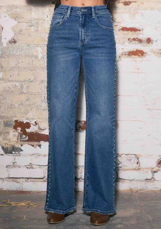 Turquoise Gemstone Wide Leg Jeans - Boutique Bella BellaJeans