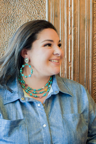 Turquoise tone bead, buffalo nickel earring - Boutique Bella BellaEarrings