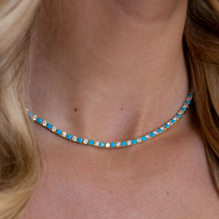 Turquoise & White Tennis Necklace - Boutique Bella BellaNecklace