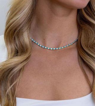 Turquoise & White Tennis Necklace - Boutique Bella BellaNecklace