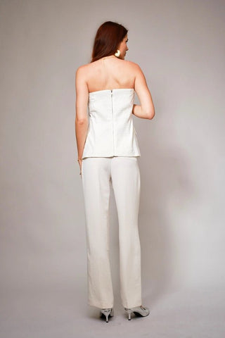 Twill Rhinestone Button Tube Top - Boutique Bella BellaTops