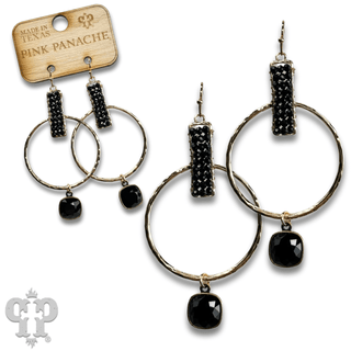 Twisted gold tone circle and seed bead earring with Austrian crystal - Boutique Bella BellaEarrings