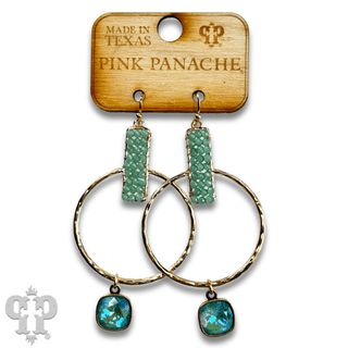 Twisted gold tone circle and seed bead earring with Austrian crystal - Boutique Bella BellaEarrings