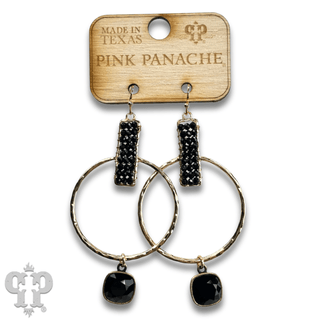Twisted gold tone circle and seed bead earring with Austrian crystal - Boutique Bella BellaEarrings