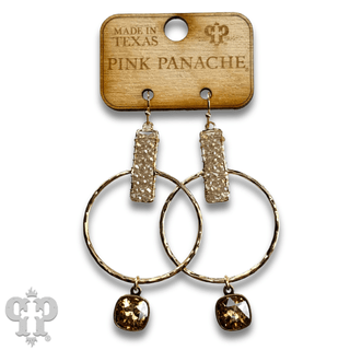 Twisted gold tone circle and seed bead earring with Austrian crystal - Boutique Bella BellaEarrings