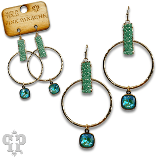 Twisted gold tone circle and seed bead earring with Austrian crystal - Boutique Bella BellaEarrings