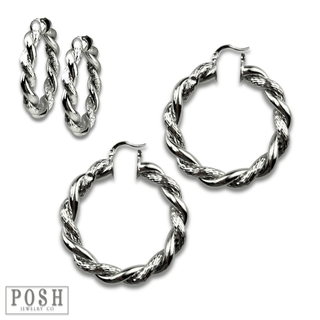 Twisted metal hoop earring - LC - Boutique Bella BellaEarrings