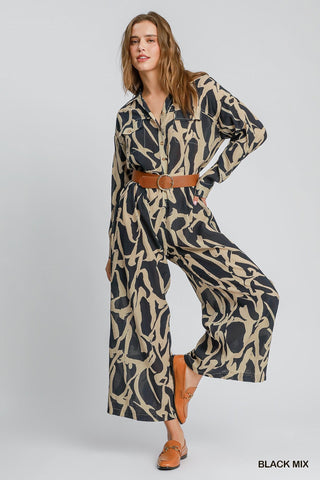 Two Tone Print Jumpsuit - Boutique Bella BellaJumpsuit