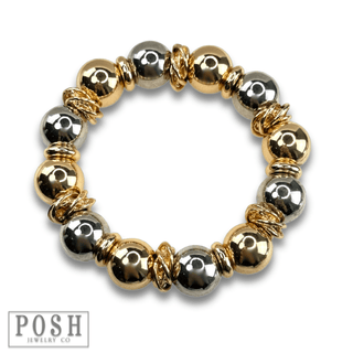 Two tone shiny bead bracelet - Boutique Bella BellaBracelets