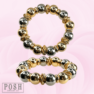 Two tone shiny bead bracelet - Boutique Bella BellaBracelets