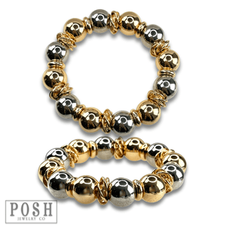 Two tone shiny bead bracelet - Boutique Bella BellaBracelets