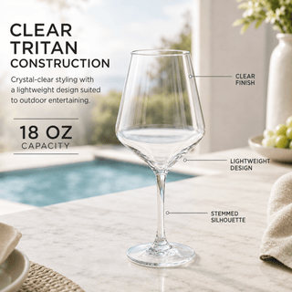 Unbreakable Stemmed Wine Glasses Tritan Acrylic Set Of 2 European Style Crystal Drinkware 18OZ - Boutique Bella Bella
